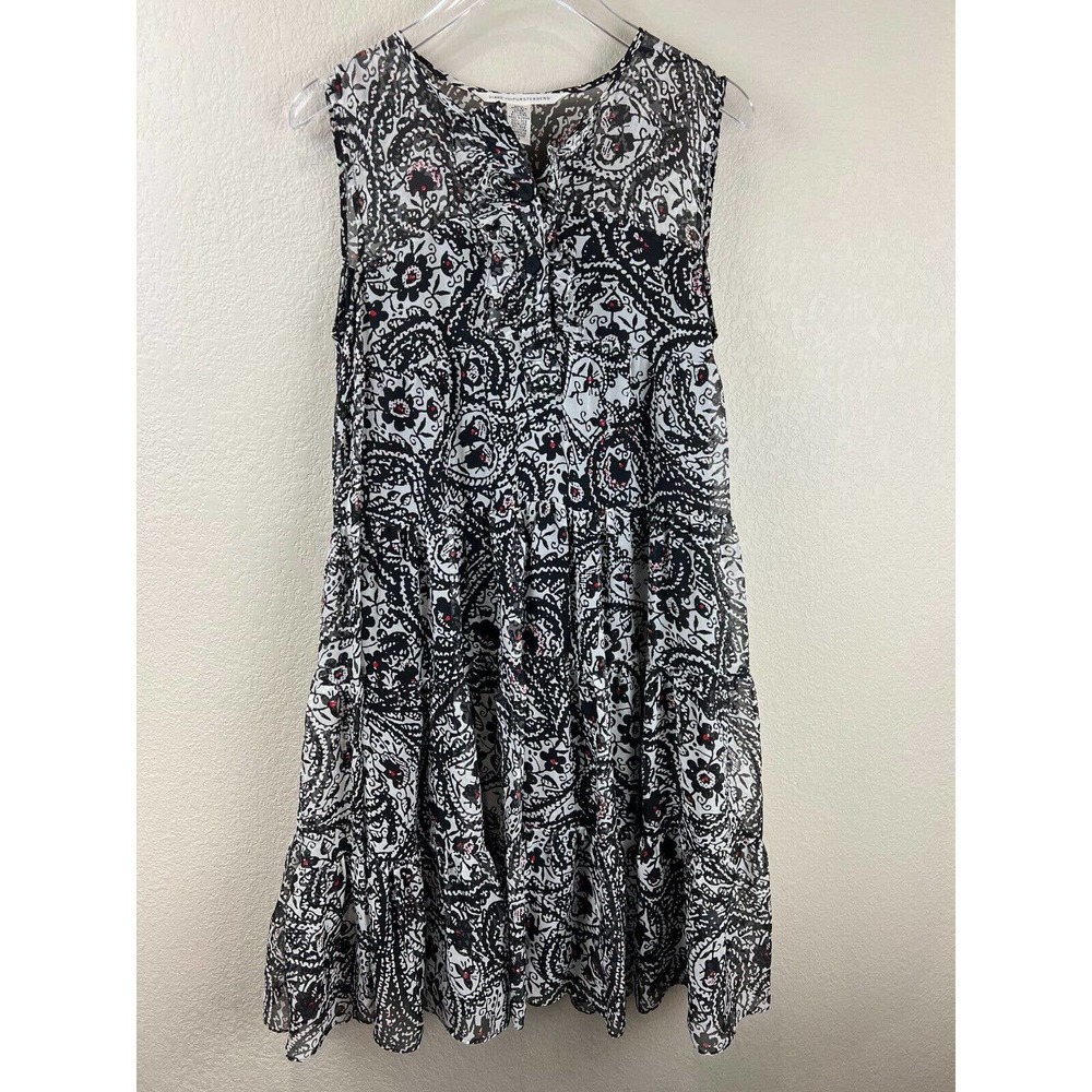 Diane VonFurstenberg Womens Shift Dress Paisley 2 Sleeveless Black Silk Classic